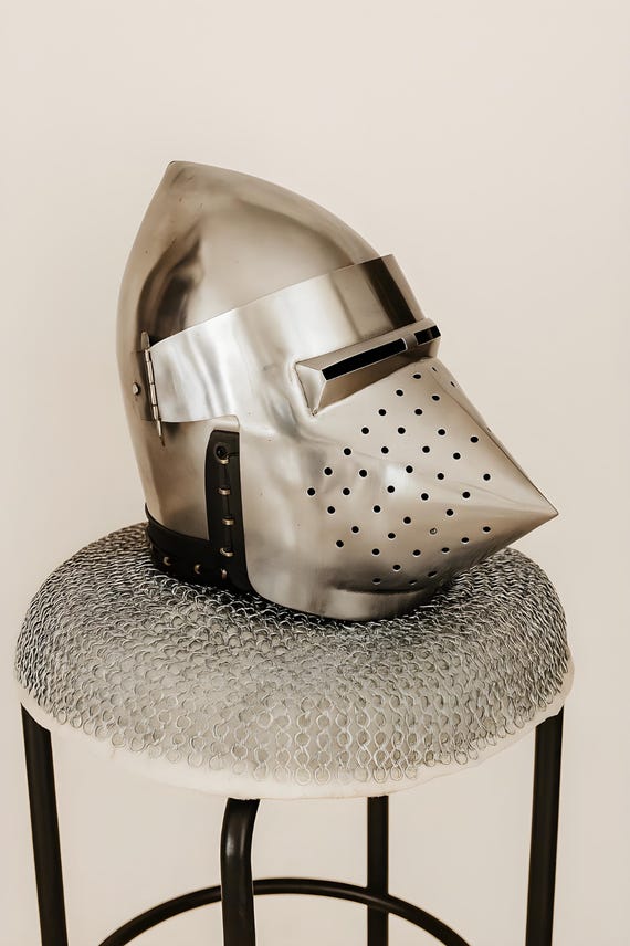 Medieval Pig Face Chainmail Helmet: Crusader Knight LARP Costume