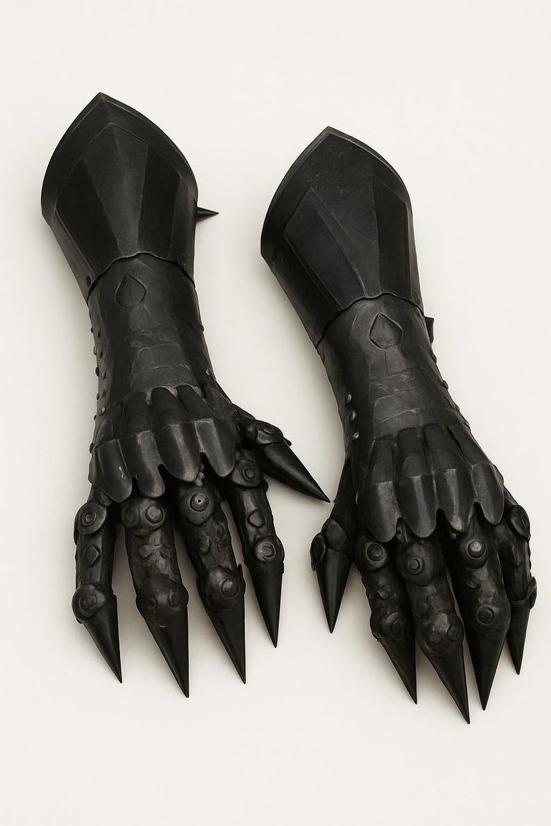 Medieval Nazgul Black Etched Steel Gauntlets: Hand Armor Gloves image 4