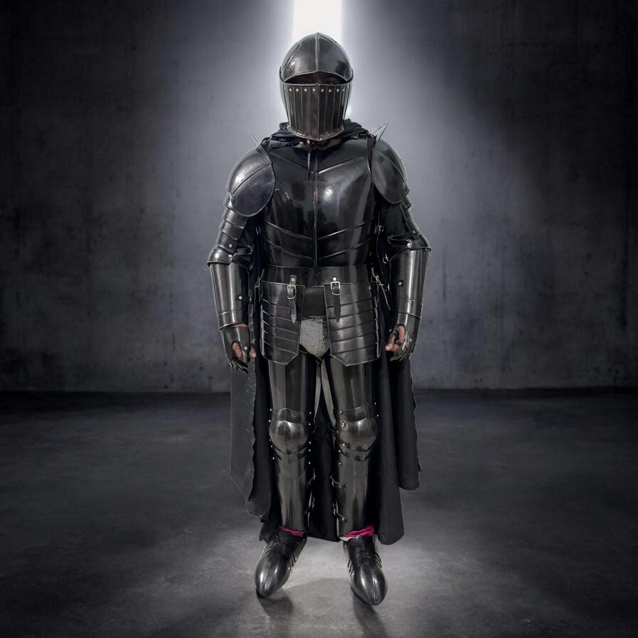 Black Knight Full Armor Suit With Cape – Gothic Steel Plate Costume for ...
