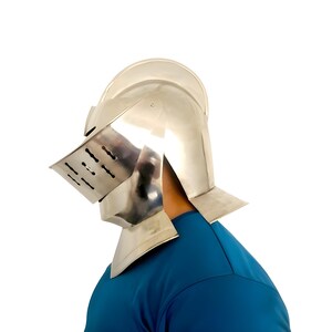 Medieval Knight Crusader Helmet: 20 Gauge Steel, LARP Costume Armor image 2