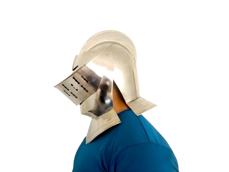 Medieval Knight Crusader Helmet: 20 Gauge Steel, LARP Costume Armor image 2