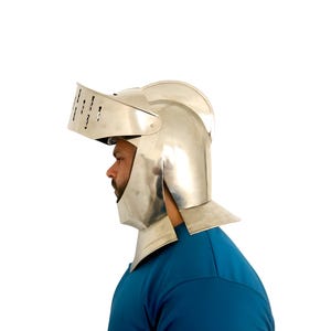 Medieval Knight Crusader Helmet: 20 Gauge Steel, LARP Costume Armor image 3