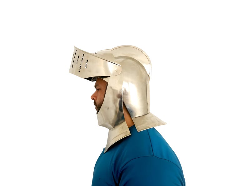 Medieval Knight Crusader Helmet: 20 Gauge Steel, LARP Costume Armor image 3