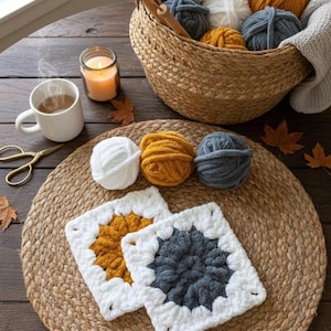 Crochet 3D Flower Granny Square Pattern: Blanket, Bag, Pillow (PDF Download)