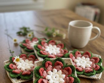 3D Water Lily Granny Square Crochet Pattern: Floral Applique (PDF Download)