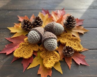Fall Rustic Decor: Crochet Acorn & Leaf Garland Pattern Tutorial