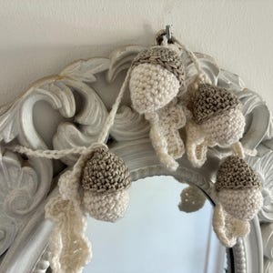 Fall Rustic Decor - Crochet Acorn and Leaf Garland Pattern Tutorial