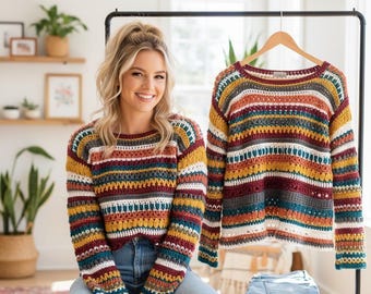 DK Crochet Sweater Pattern • Size Inclusive S–3XL