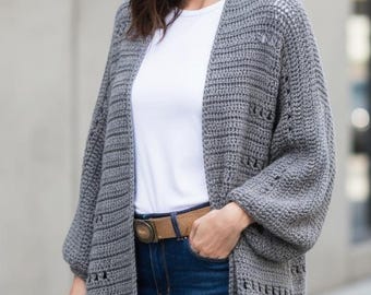 Crochet Cardigan Pattern PDF | Sizes S/M–2X | Chunky Oversized Sweater
