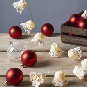 Christmas Lace Bell Garland Crochet Pattern – Stiffened Bells (US Terms) (Digital PDF)