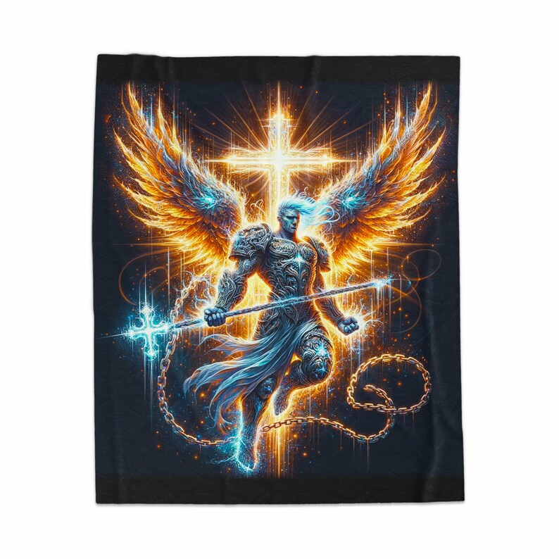Angelic Warrior Art, Dramatic Heavenly Scene, Powerful Guardian Image, Divine Protector Print, Spiritual Home Decor