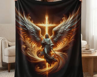 Angelic Wings Plush Blanket, Religious Christian Throw