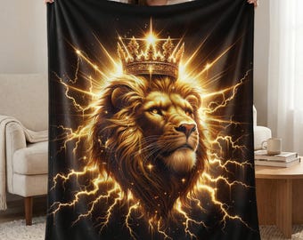 Golden Lion King Plush Blanket, Christian Faith Based Decor