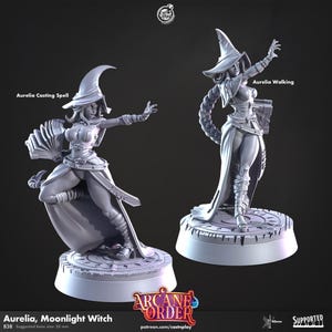 Aurelia, Moonlight Witch (Arcane Order Collection) by Cast n Play - Resin Printed RPG Miniature