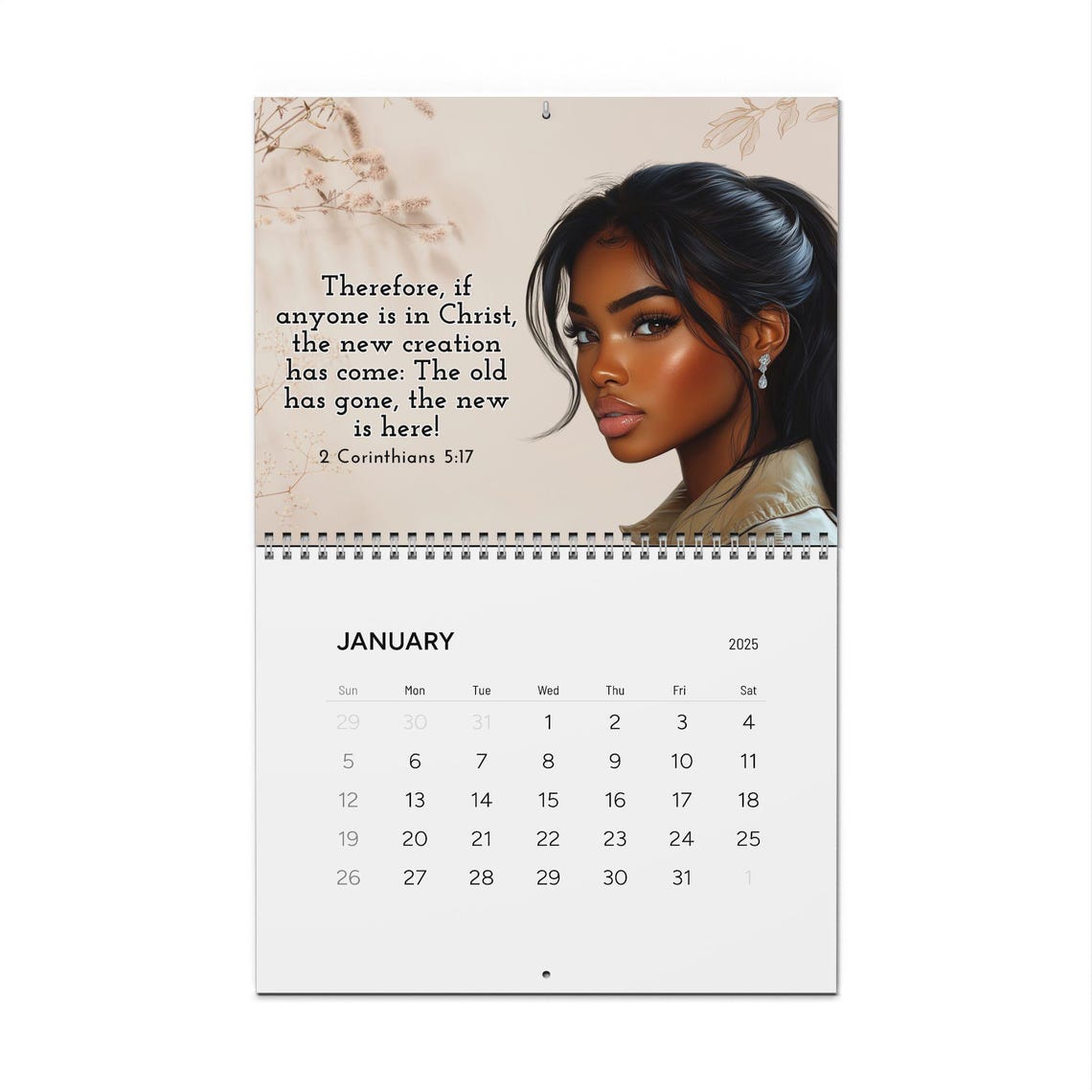 Black Christian Women Wall Calendar 2025, Woman Art Inspirational Gift