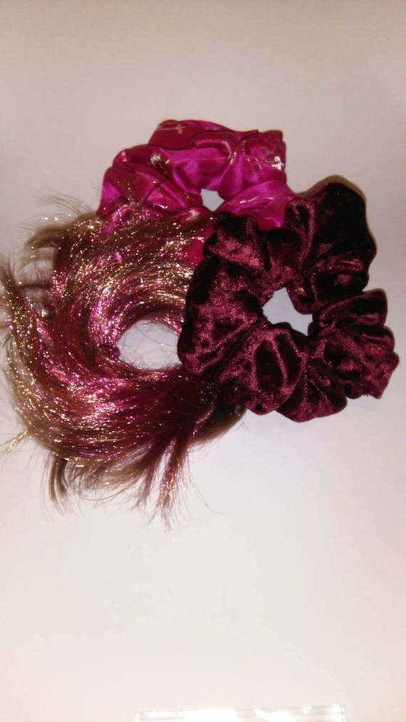 Magenta Burgandy Pink And Blonde Jeweled Hair Scrunchy Set Of Etsy