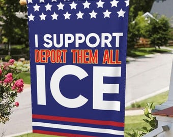 Pofeisi Deport Them All Illegals Garden Flag 12x18 I Stand With Ice Yard Sign I Support Ice House Flag No Flagstand Double Sided