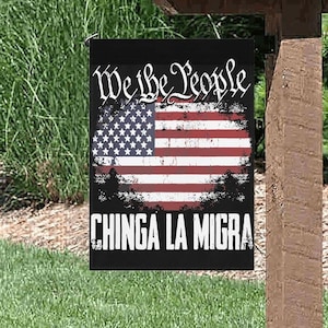 Chinga La Migra-protestvlag afschaffen ICE-muurbanner Immigrantenrechten politiek decor activistenverklaring vlag liberaal protestteken DF45