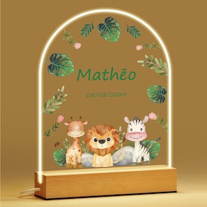 Personalized Custom LED Kids Room Decor,Woodland Animals Night Light,Acrylic Animal Kids Room Light - Nursery Decor - Unique Nursery Gifts