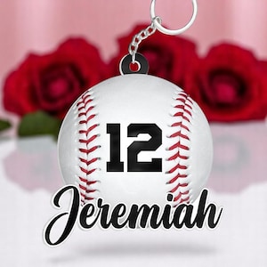 Personalisierte Acryl Baseball Tasche Namensschild, Baseball Gepäckanhänger, benutzerdefinierte Baseball Team Geschenk, Baseball Schlüsselbund, Baseball ID Tag A34