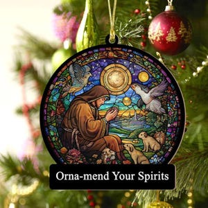 Personalized Saint Anthony of Padua Christmas Ornaments Gifts, Christmas Tree Decoration Ornament, Christmas Keepsake Gifts for Family