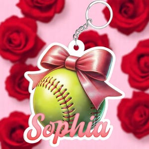 Personalized Softball Acrylic Keychain, Custom Gifts to Softball Lovers, Custom Name Softball Gifts to Friends, Family Members, Gift Fan A5