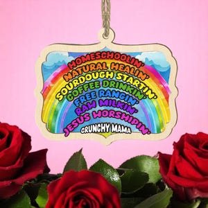 Personalized Crunchy Mom Suncatcher Ornament Gift For Mother&#39;s Day Suncatcher Mom Gift,Window Wall Hanging Home Decor Car Accessories
