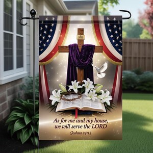 God Bless America 4th of July Cross Patriotic Garden Flag Double Sided Religious American USA Memorial Day Decorative Yard Outdoor Home