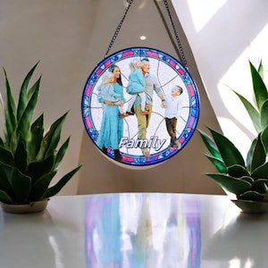 Personalized Custom Window Hanging Suncatcher, Custom Portrait Suncatcher Stain Glass Picture Ornament Transform Your Photos Into Art g1