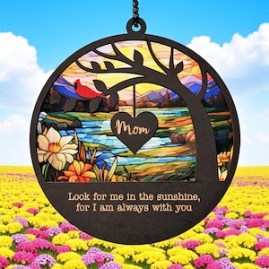 Personalized Memorial Gift,Memorial Suncatcher, Sympathy Gift, Loss Of Mom Gift,Sympathy Gift Family, Memorial Suncatcher, Mom in Heaven S12