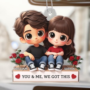 Personalized Cute Cartoon Car Accessories for Rear View Mirror Hanger Customized Car Hanging Ornament Decoration Romantic Decor for Couple