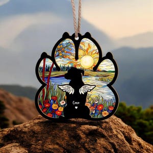 Personalized Dog Memorial Suncatcher, Custom Pet Loss Gift with Name and Breed, Dog Remembrance Keepsake,Loss of Pet Sympathy Gift Lovers