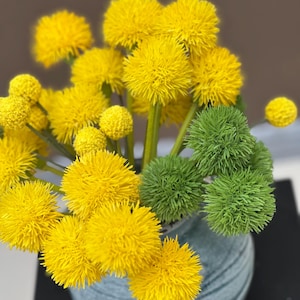 Artificial Dandelion Floral Stems – Faux Yellow & Green Flowers for Home Décor, Wedding Bouquets, DIY Arrangements, and Gift Ideas