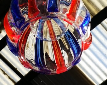 Cobalt & Red Striped Hanging Pendant Light