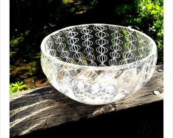 Blown White Twisty Cane Bowl