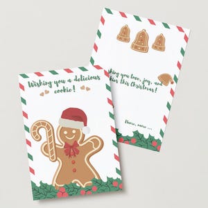 Kerstkaart, Gepersonaliseerde kaart, Kerstkaart, Peperkoekthema, Digitale download, Bewerkbare kaart, Leuke kerstkaart, Instant download