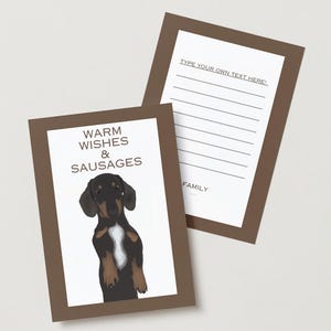 Tarjetas digitales, tarjetas personalizables, tarjetas de descarga instantánea, tarjeta de Dachshund, tarjeta de perro divertido, tarjeta de Navidad de Dachshund, tarjeta de perro salchicha,