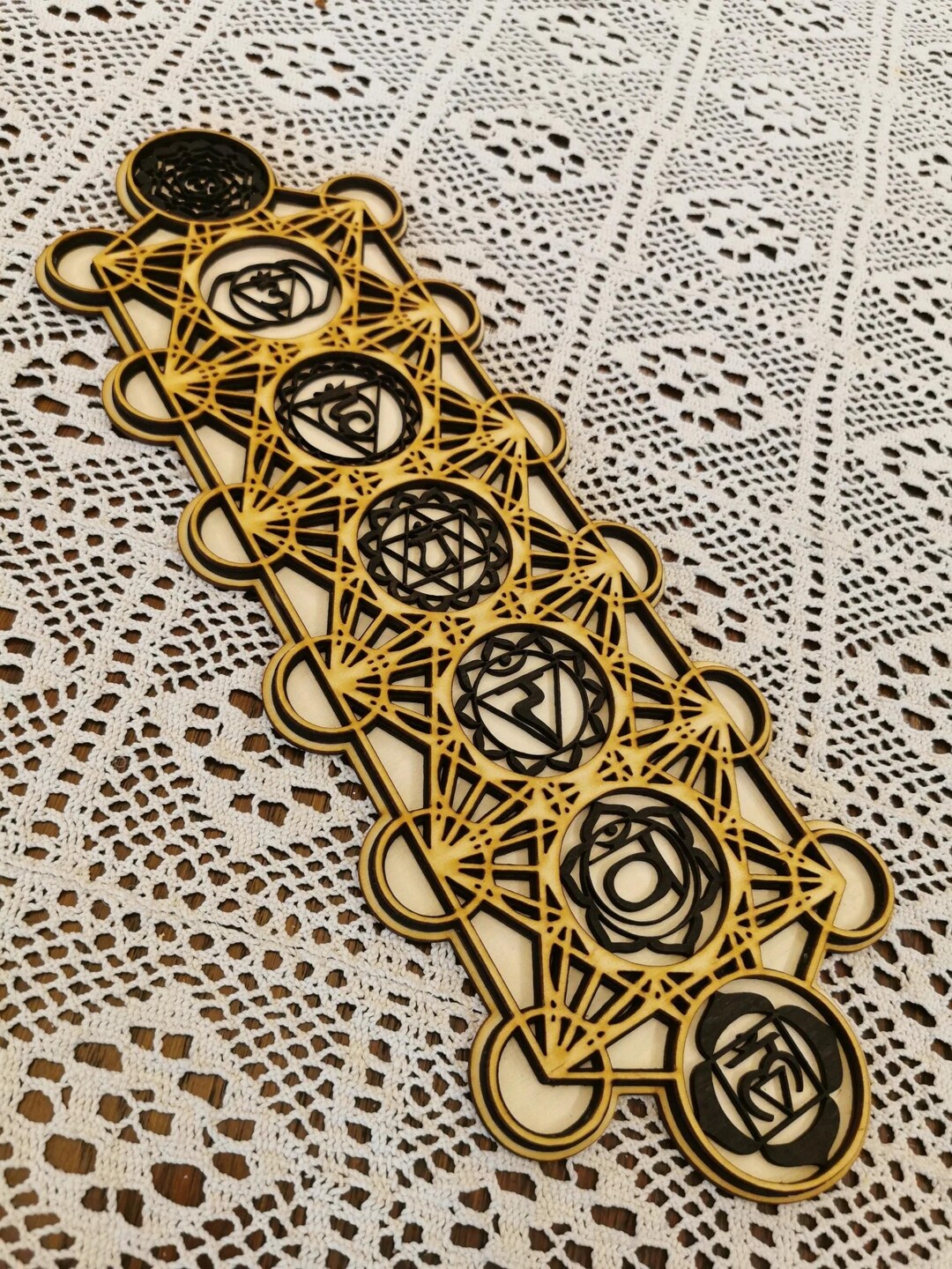 Chakra Wood Wall Art - Wooden Mandala Wall Hanging, 7 Chakras Yoga Room ...