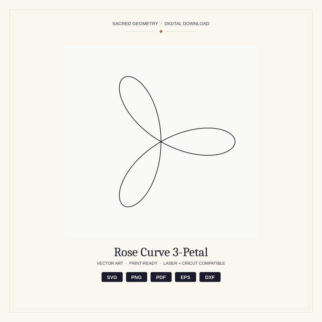 Rose Curve 3-petal Sacred Geometry Svg Png Pdf Eps Dxf Digital Download ...