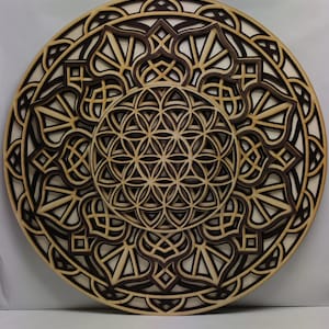 FLOWER OF LIFE - cirkel houten mandala muurhanger heilige geometrie
