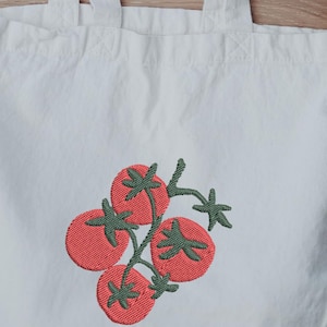 Tomatoes on vine digital Embroidery File. Red tomatoes embroidery. Italian summer vibe silhouette embroidery. Red tomato and green vine file