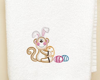Bunny Embroidery Design, Easter Egg Floral Pattern, Machine Stitch (Instant Download)