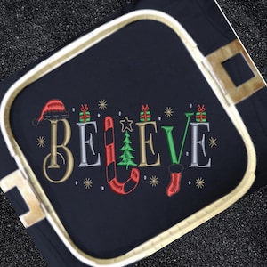 Believe Christmas Machine Embroidery Design – 2 Sizes Festive Word Art PES DST christmas nurse believe embroidery believe santa