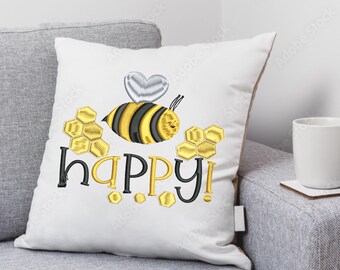Bee King Embroidery Design, Insect Machine File, Happy Bee Pattern (Instant Download)