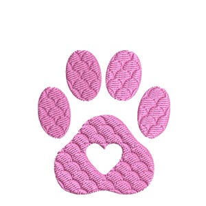 Dog Paw Print with Heart Inside ItEmbroidery Design/ 5 sizes/ Instant Download
