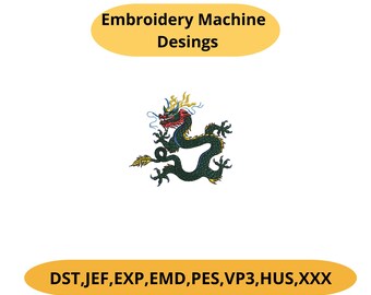 Dragon Embroidery Design/ 3 sizes/ Dragon Machine Embroidery Design/ Black Dragon Design Files