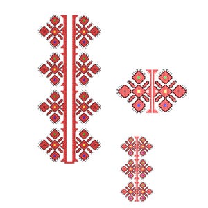 Bulgarian Folk Embroidery Design | Red Black Geometric Pattern (PES, ZIP)