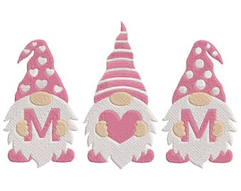 Mother's Day Gnome Embroidery Design, 3 Sizes (Instant Download)