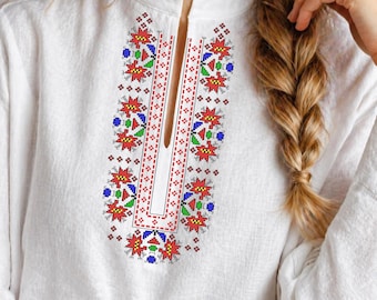 Motif de broderie bulgare à la machine : motif de point de croix authentique (PES, DST, HUS)