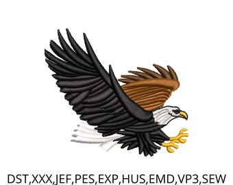 Stickmuster „Fliegender Adler“ in 4 Größen. Majestätischer amerikanischer Adler.